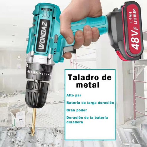 Taladro Atornillador Alto Impacto Con 2 Baterías De Litio