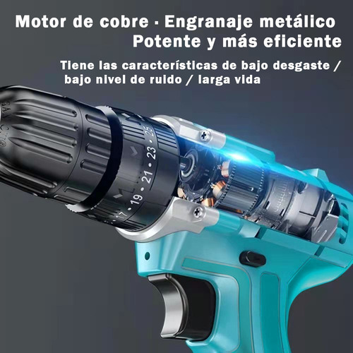 Taladro Atornillador Alto Impacto Con 2 Baterías De Litio