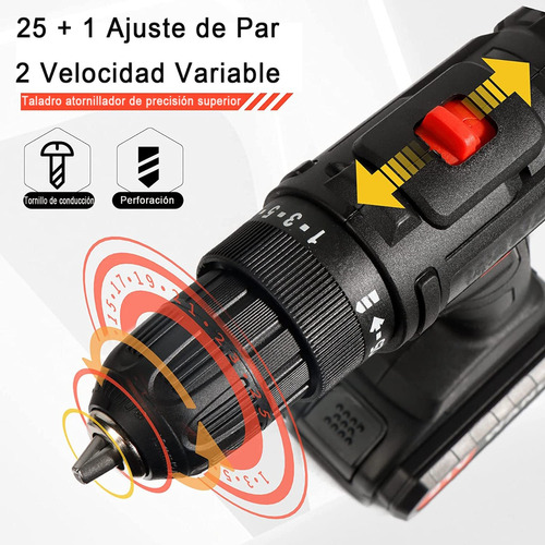 Taladro Atornillador Inalámbrico Con 2 Batería De Litio
