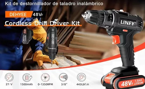 Taladro Atornillador Inalámbrico Con 2 Batería De Litio