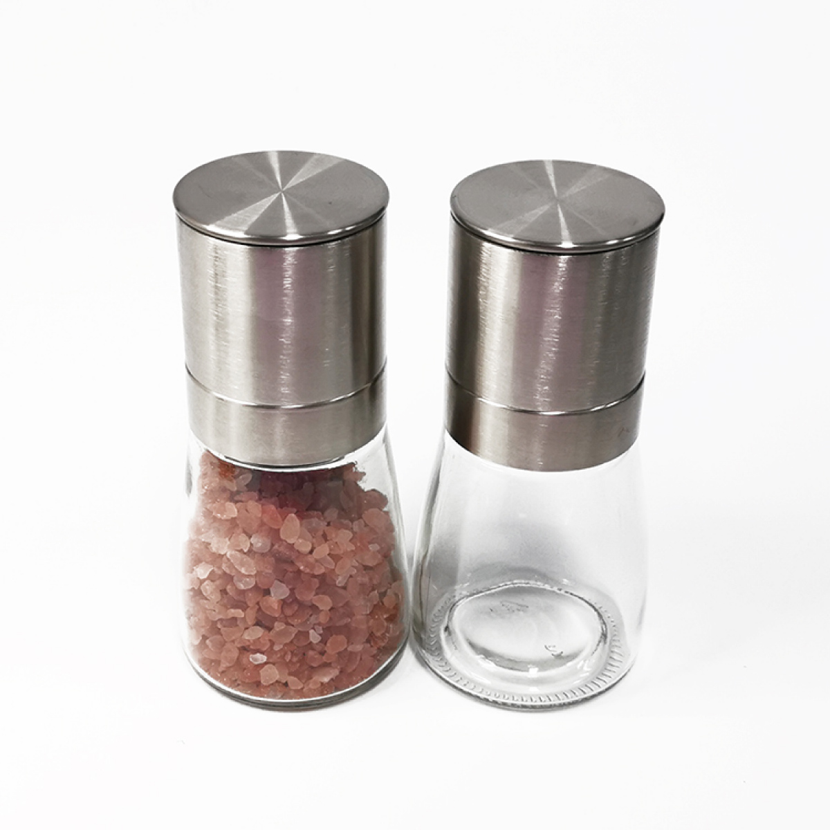 Ilios Innova Set de molinos de sal y pimienta manuales molinillos para especias de acero inoxidable rellenables