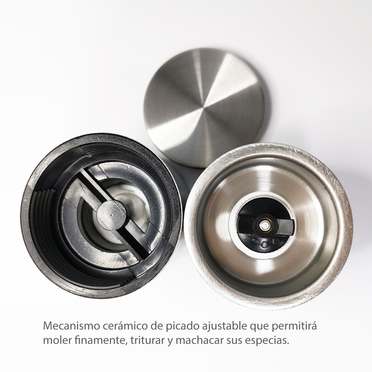 Ilios Innova Set de molinos de sal y pimienta manuales molinillos para especias de acero inoxidable rellenables