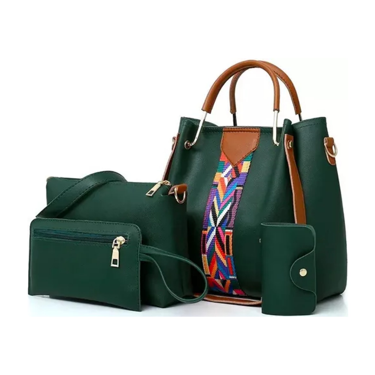 Black Mamut Set 4 Bolsas Plus de cuero PU Mujer Adultos Verde oscuro
