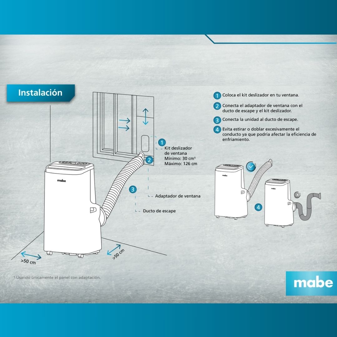 Aire Acondicionado Portátil Mabe 12,000 BTUs  (110V, Frío y Calor).
