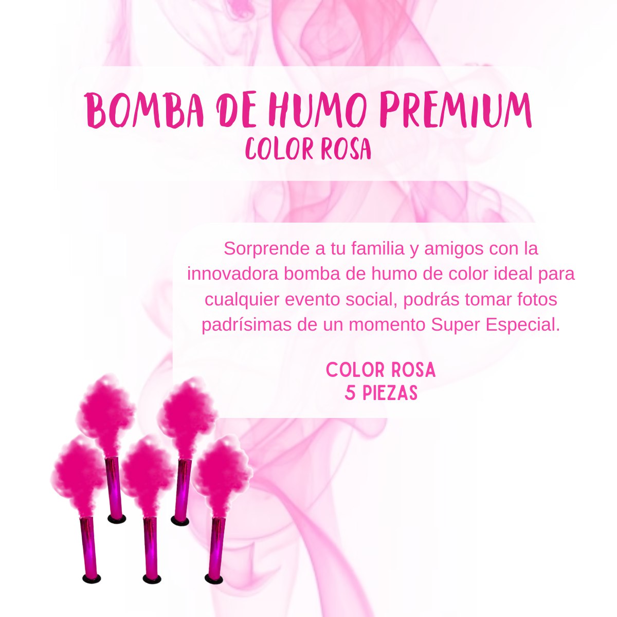 Vengala de humo color rosa 5pz sesion fotografica celebración fiesta cumple.
