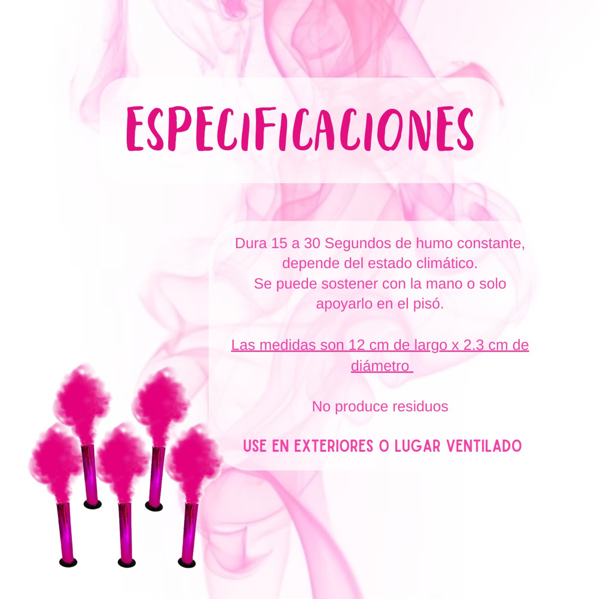 Vengala de humo color rosa 5pz sesion fotografica celebración fiesta cumple.