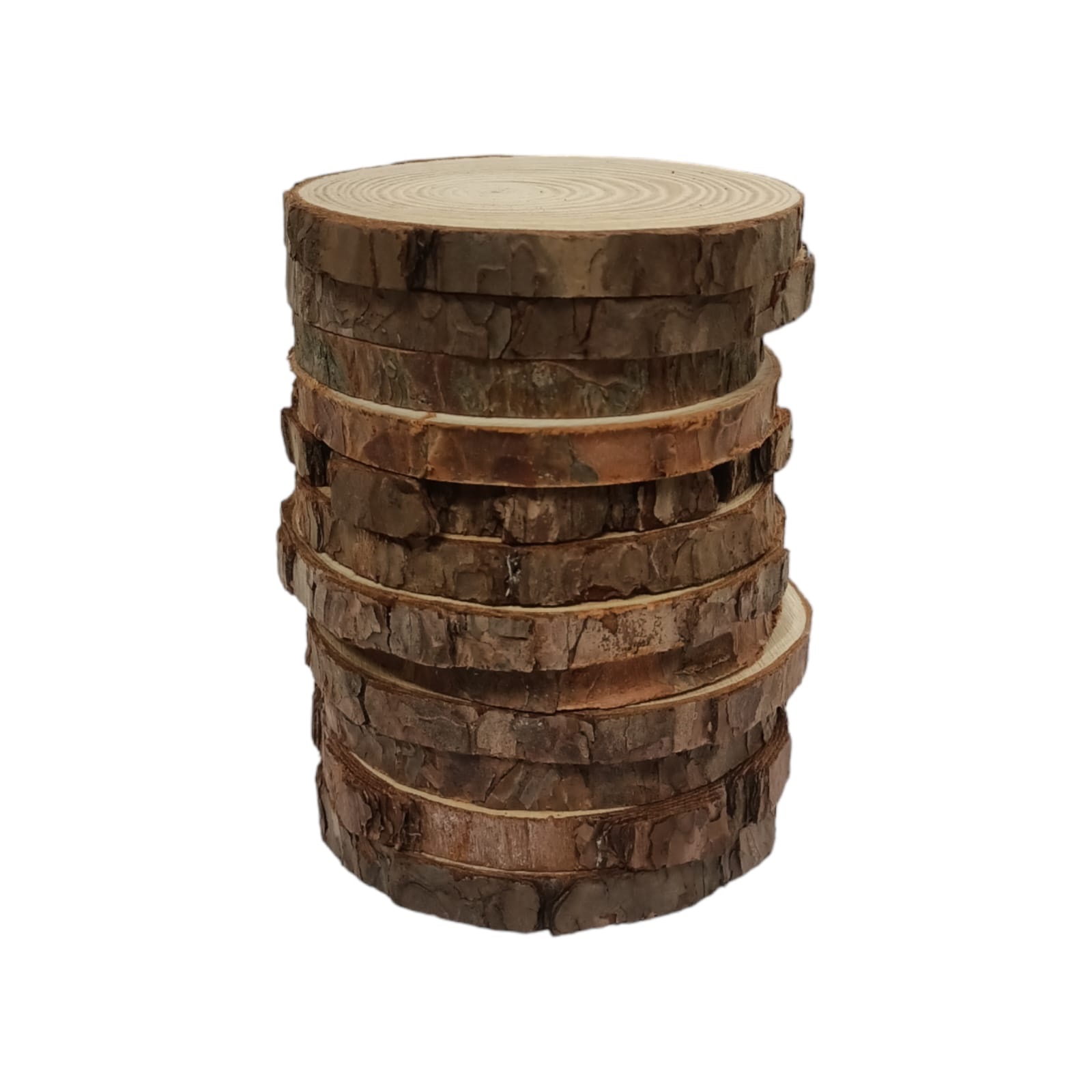 12 Rodajas De Madera Rústica Natural Portavelas Decoración.