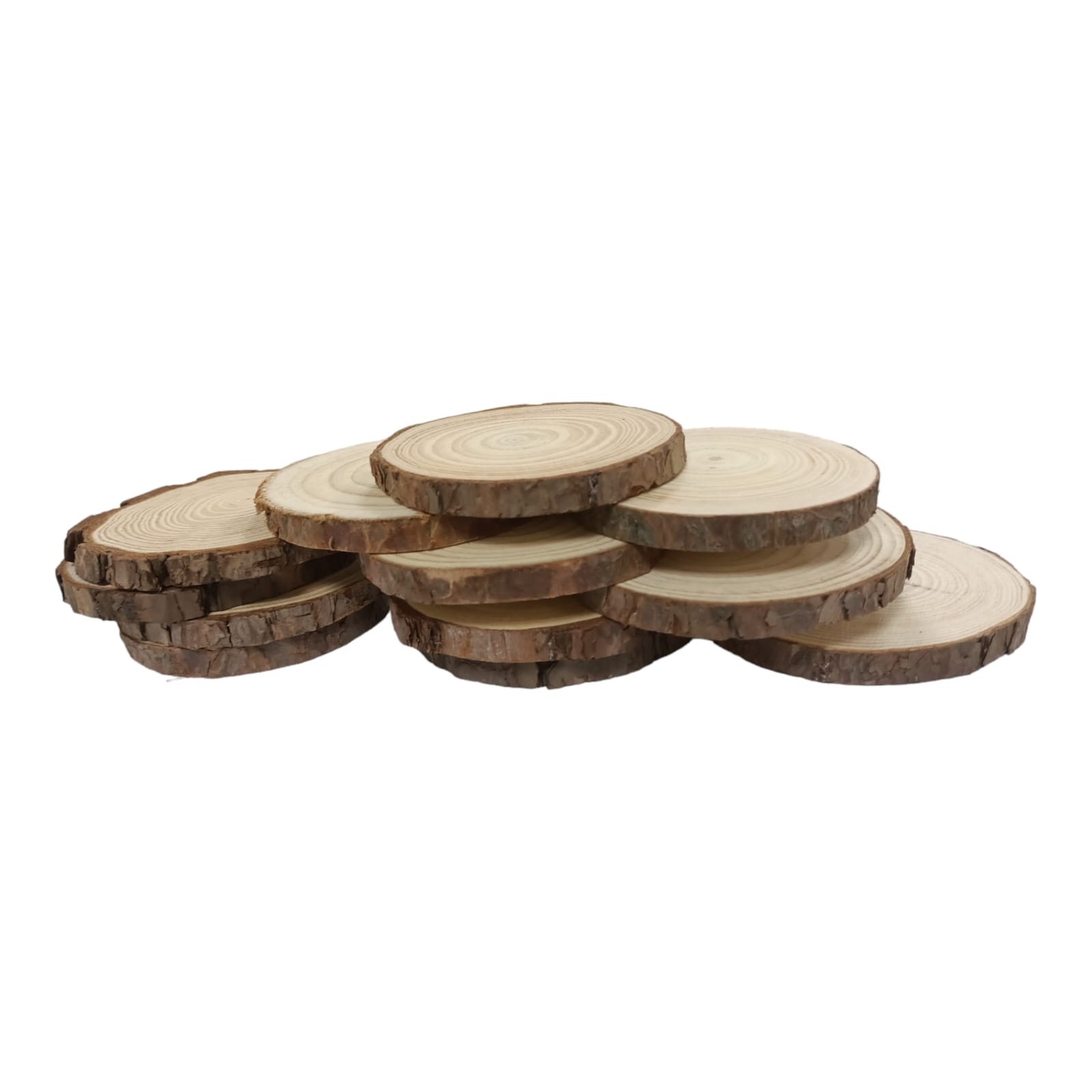 12 Rodajas De Madera Rústica Natural Portavelas Decoración.