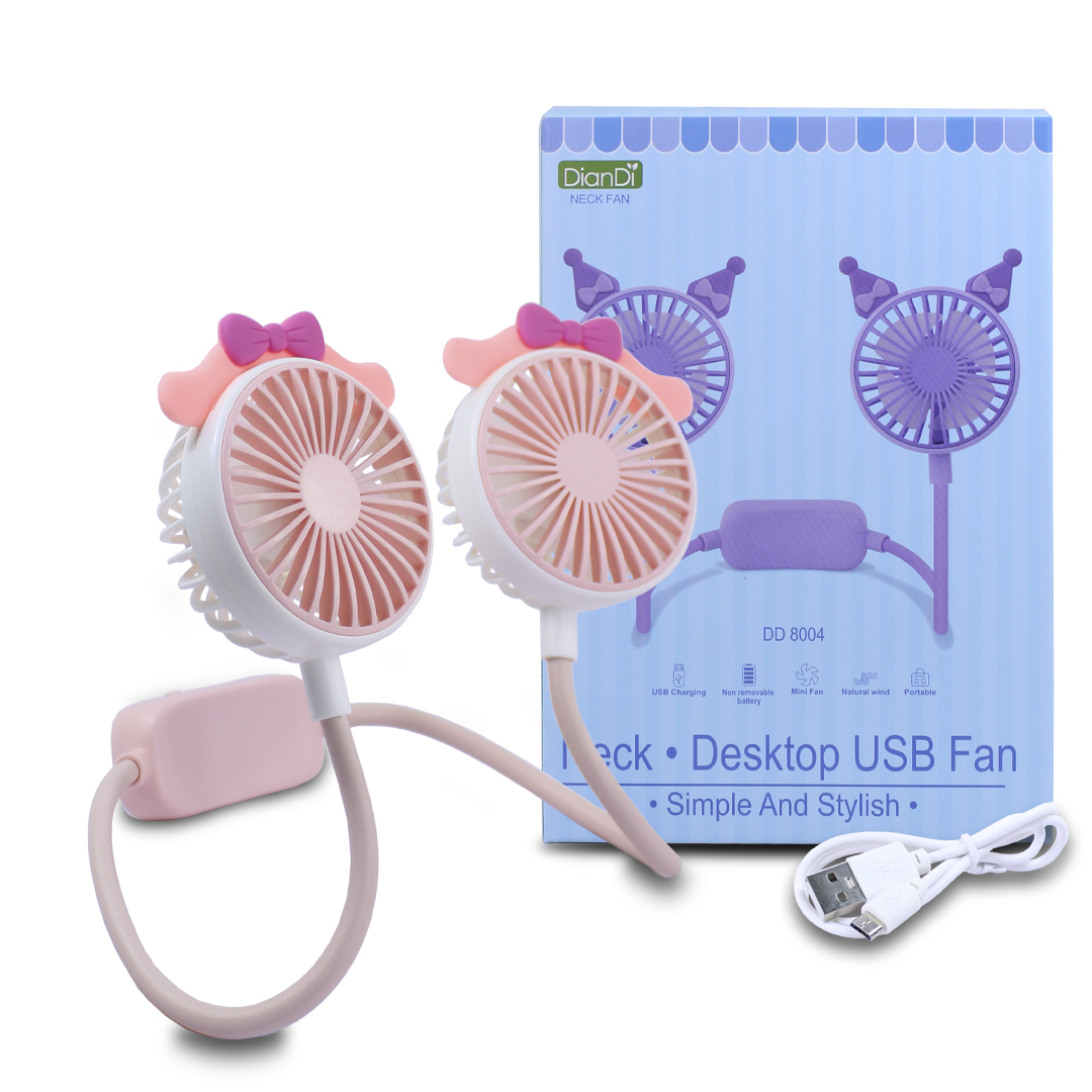Ventilador Deportivo De Cuello Colgante Flexible Rosa 1.5w.