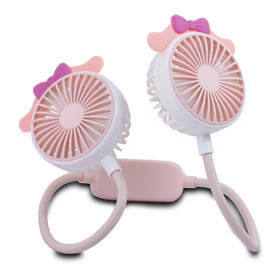 Ventilador Deportivo De Cuello Colgante Flexible Rosa 1.5w.