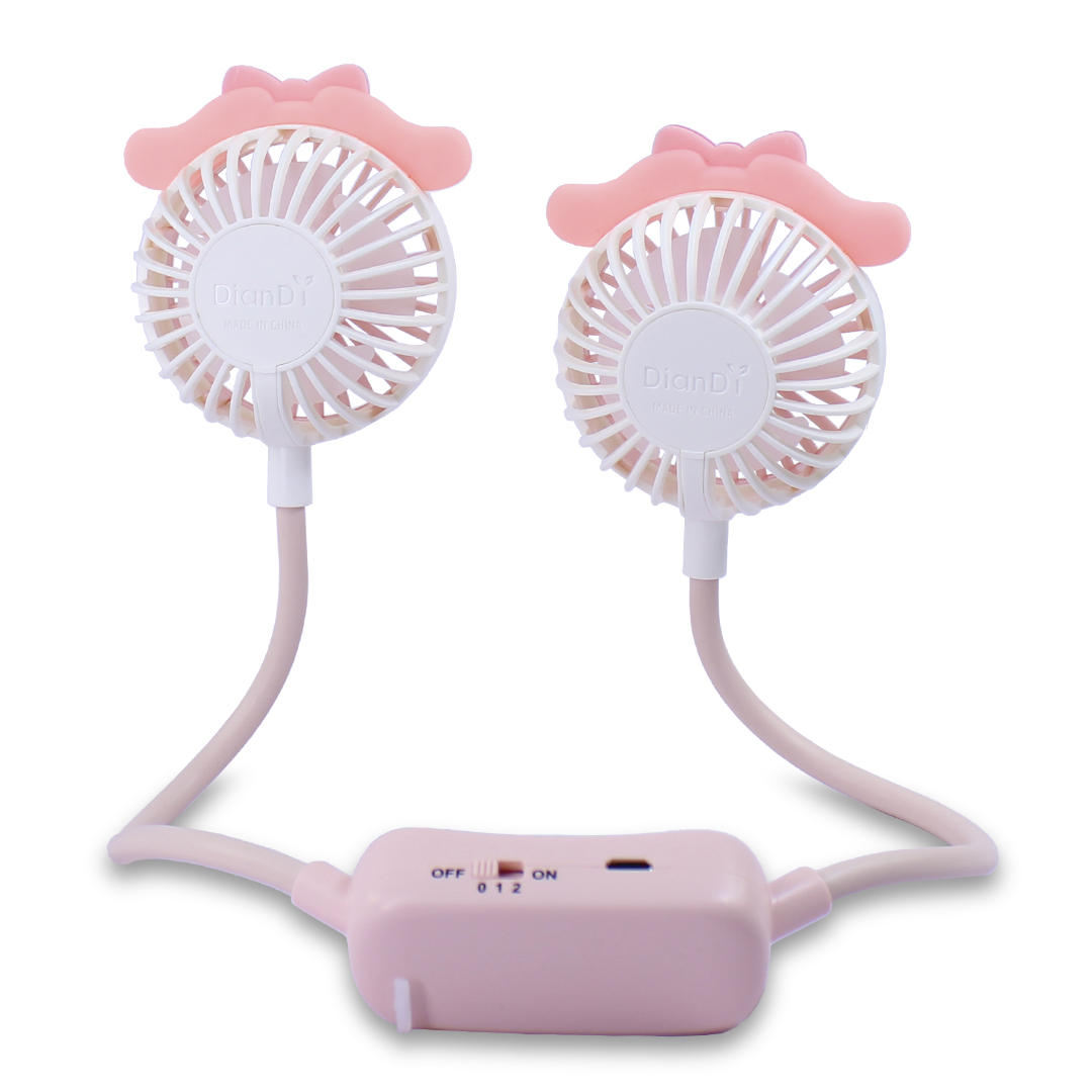 Ventilador Deportivo De Cuello Colgante Flexible Rosa 1.5w.