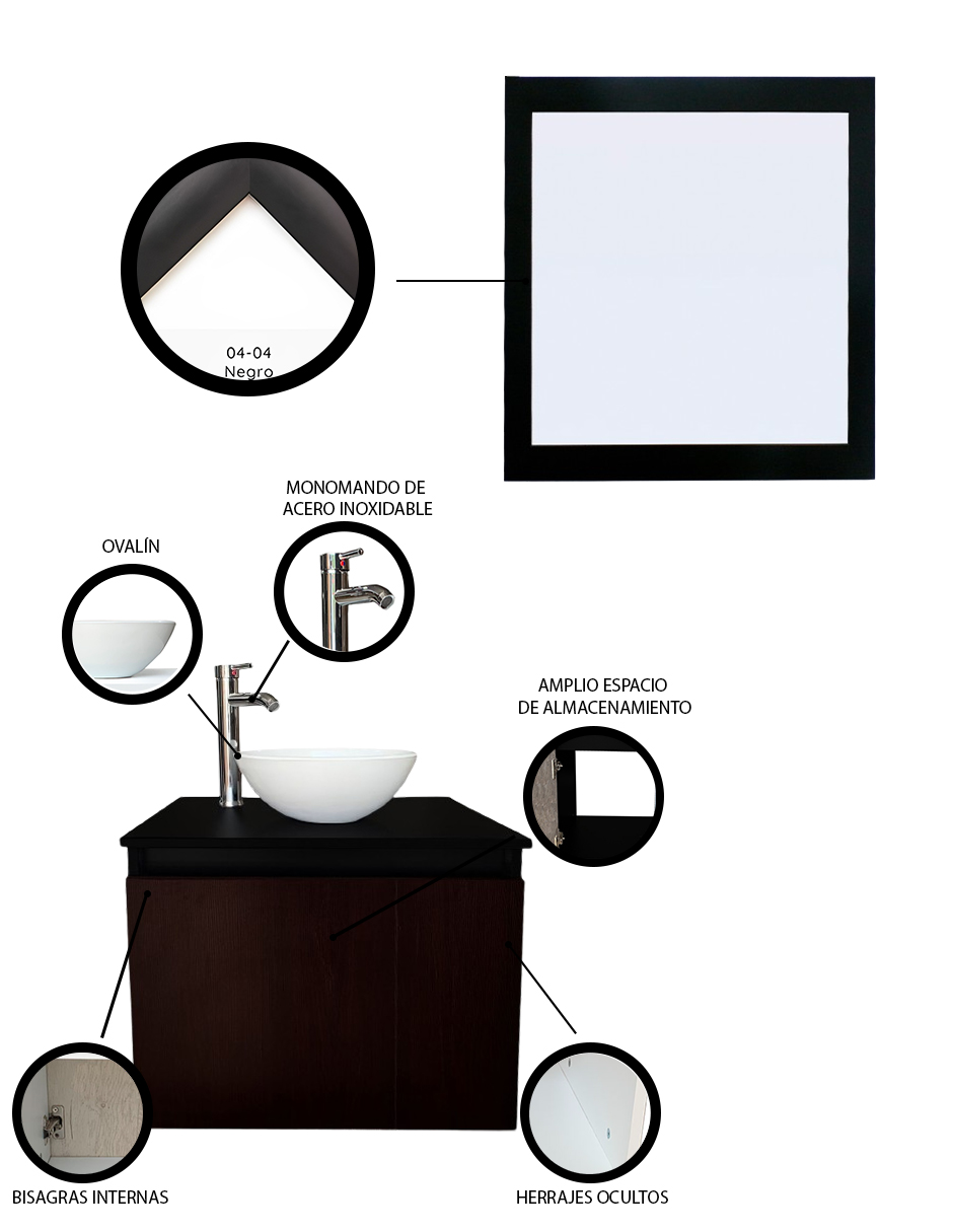 Gabinete Para Baño Con Ovalin Y Espejo Decorativo Decomobil