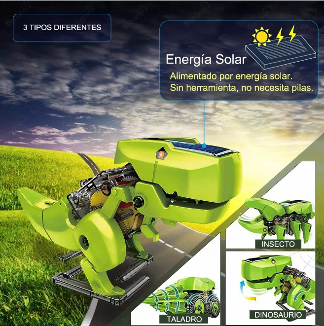 Dinosaurio Robot Solar Juguetes De 3 En 1 Robots Para Niños