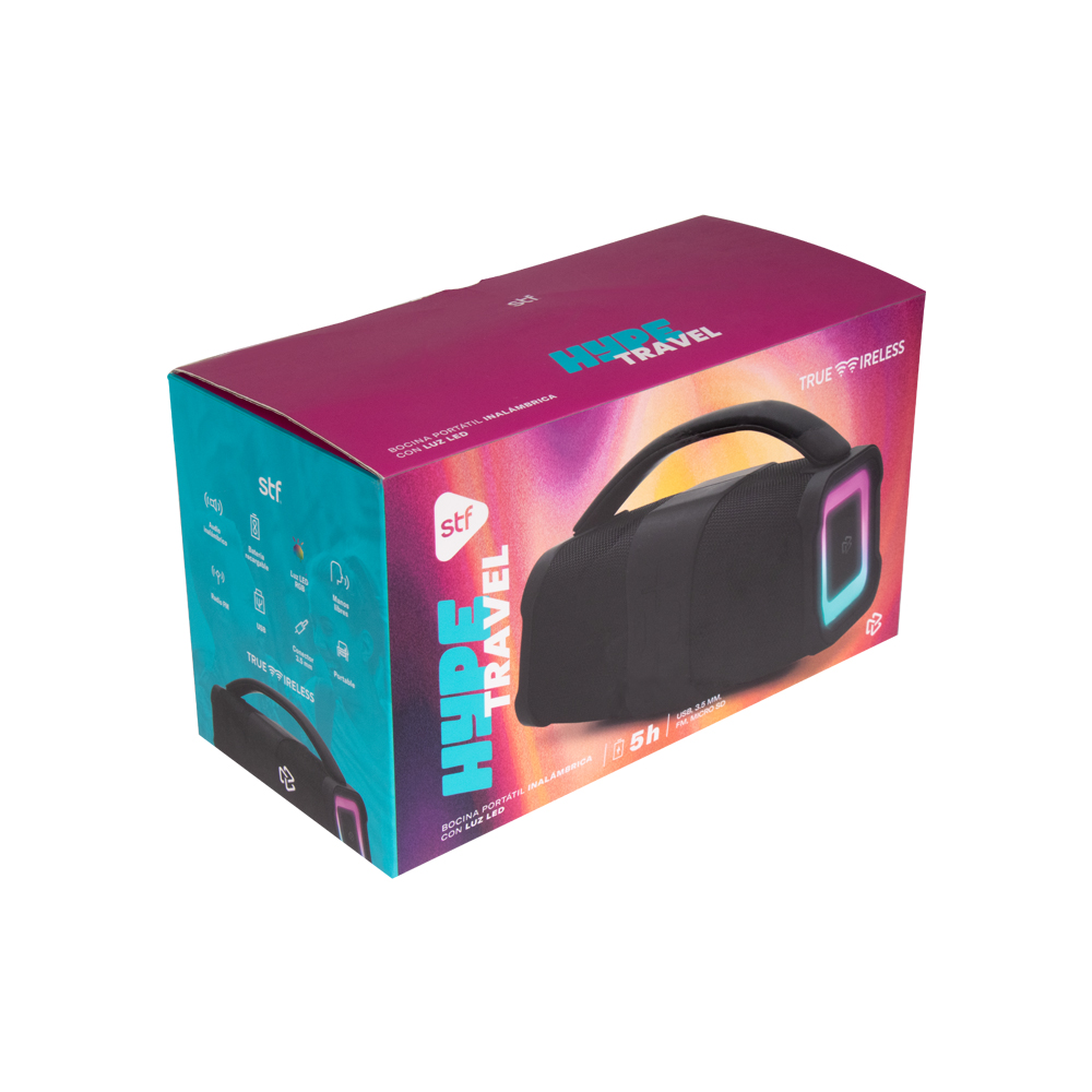 Bocina Inalámbrica Portátil Hype Travel Stf 3"x2.