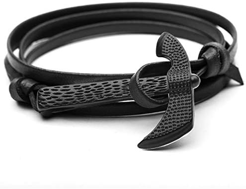 Pulsera Hombre Hacha y Bolitas Negras y Plateadas, Pulsera para Hombre, Pulsera Pareja, Pulsera de Ancla, Pulsera para Parejas, Pulsera Vikinga, Pulsera de Cuero, Pulsera Cuero, Pulsera de Piel, Pulsera Hombre Cuero, Pulsera de Hombre, Pulsera Ancla Hombre, Pulsera Hacha.