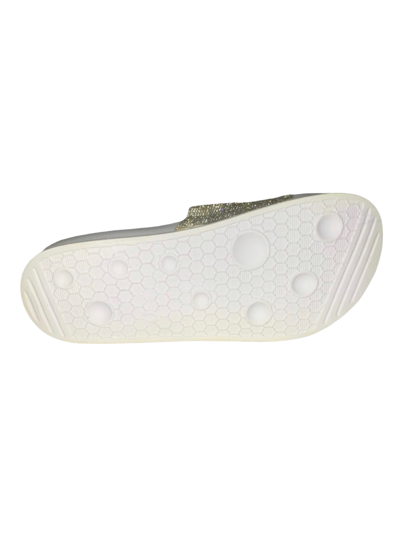 Sandalias Casuales Blancas Tipo Slide Con Brillos.
