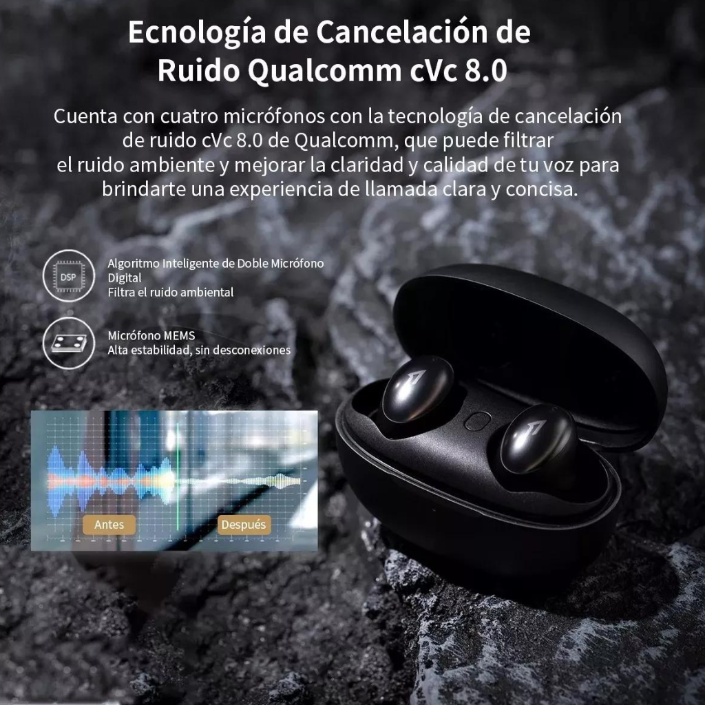 Audífonos Bluetooth 1More Color Buds 2 Cancelación Ruido.18horas.