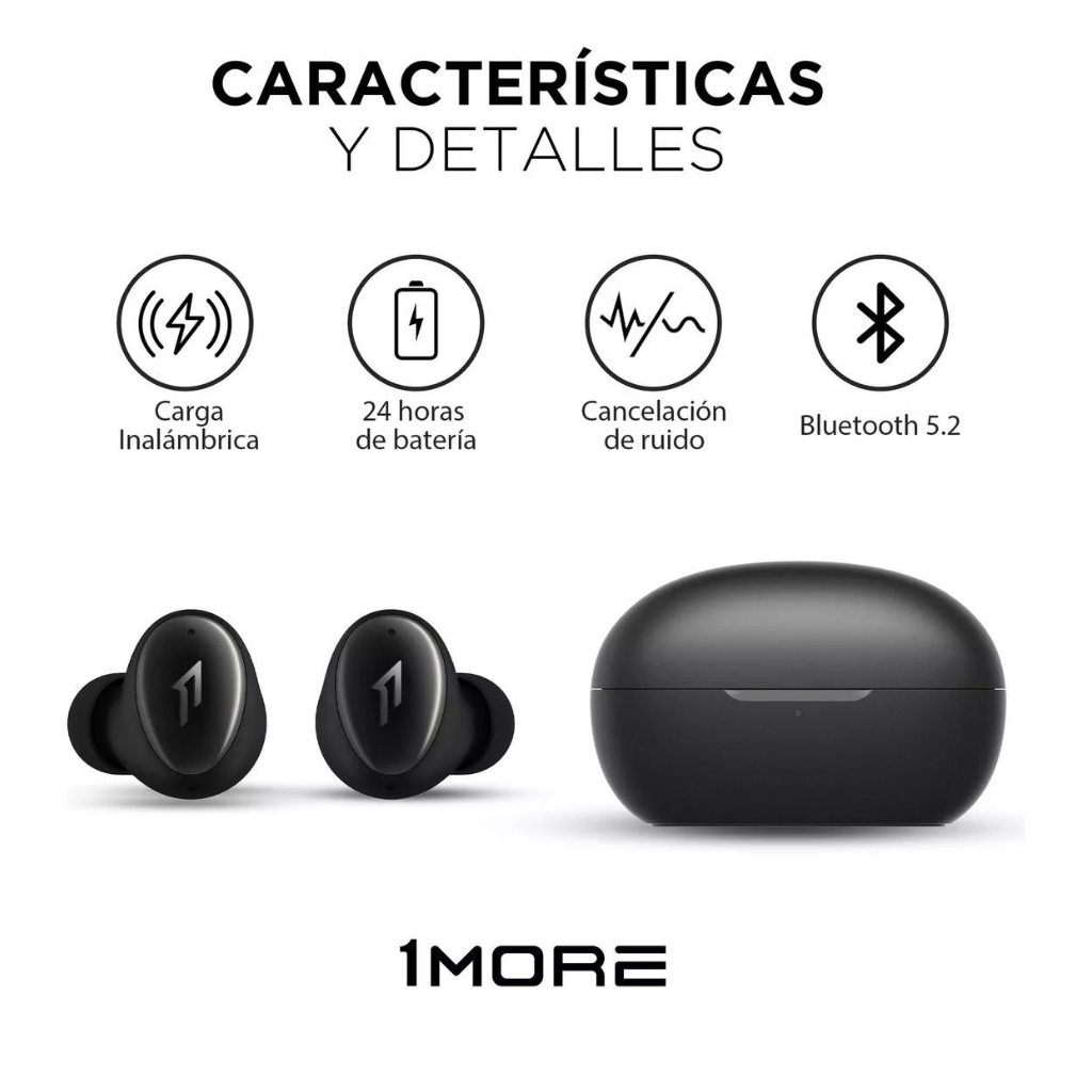Audífonos Bluetooth 1More Color Buds 2 Cancelación Ruido.18horas.
