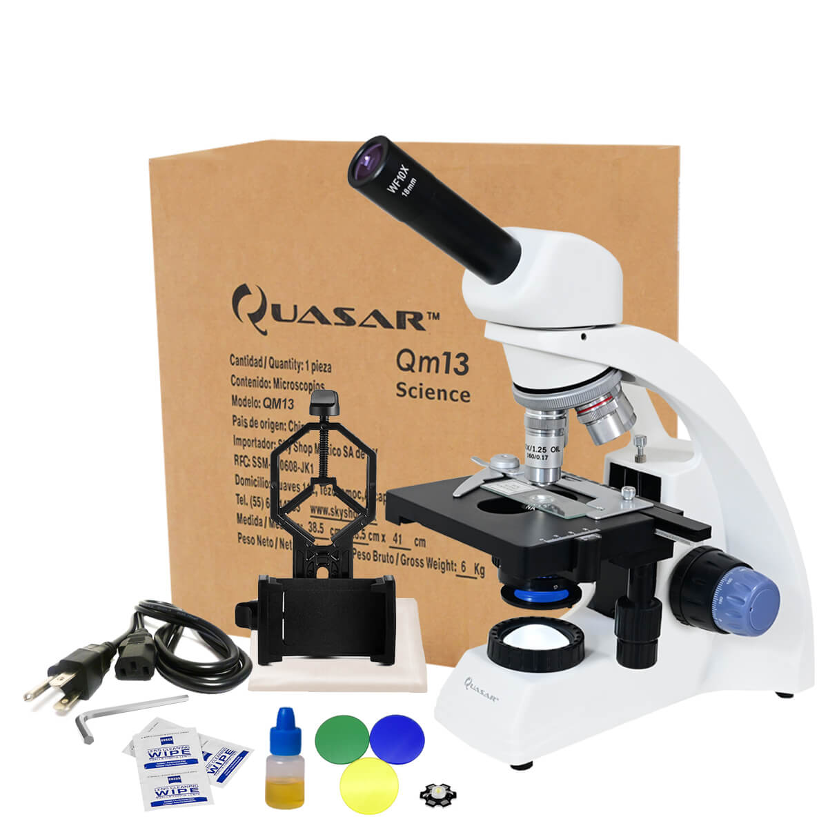 Microscopio Quasar Science Qm13 1000x Con Adaptador Smartphone.