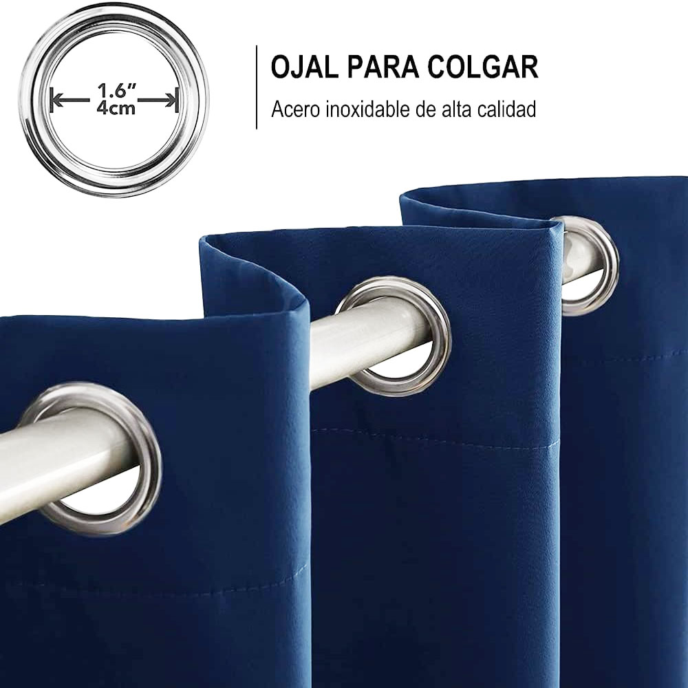 Cortinas Blackout para bloquear luz y ruido Azul marino Kyuden Home.