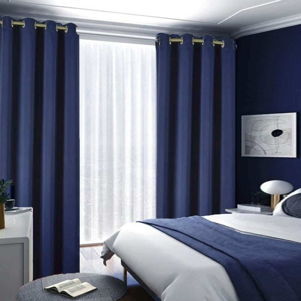 Cortinas Blackout para bloquear luz y ruido Azul marino Kyuden Home.