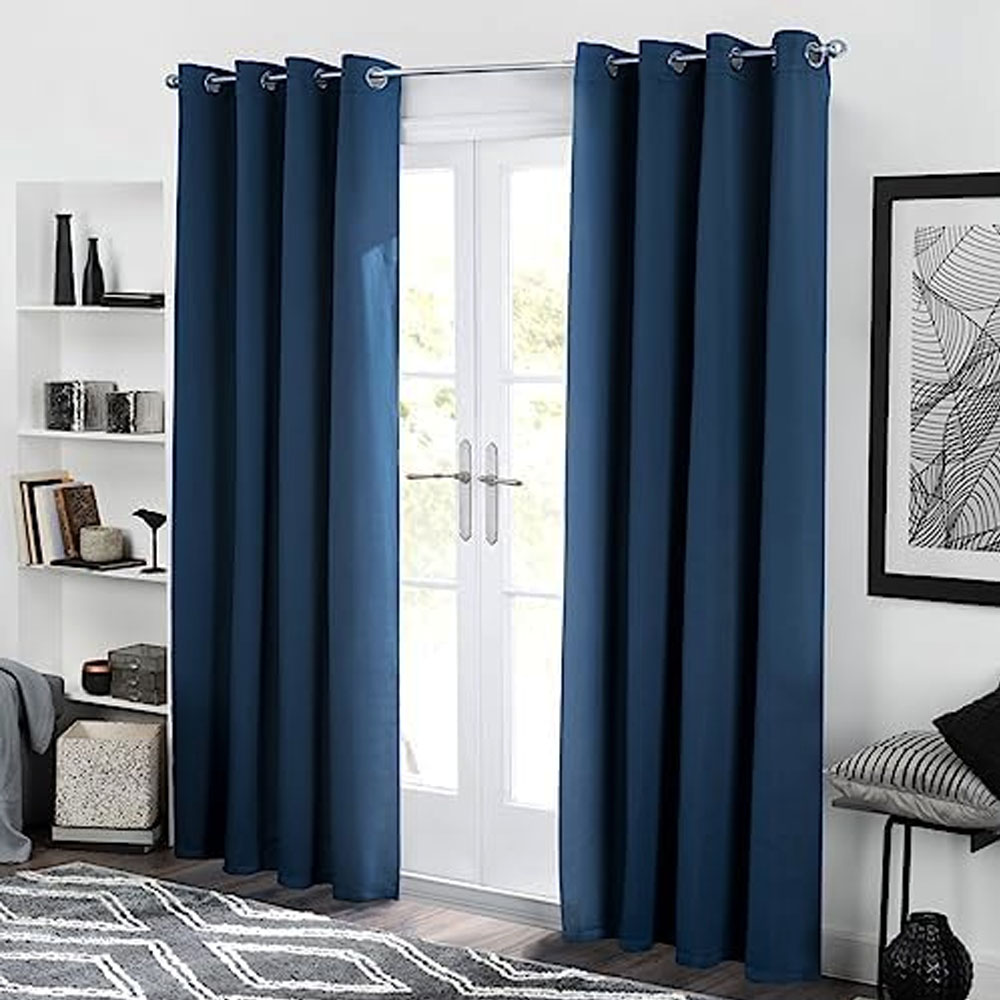 Cortinas Blackout para bloquear luz y ruido Azul marino Kyuden Home.