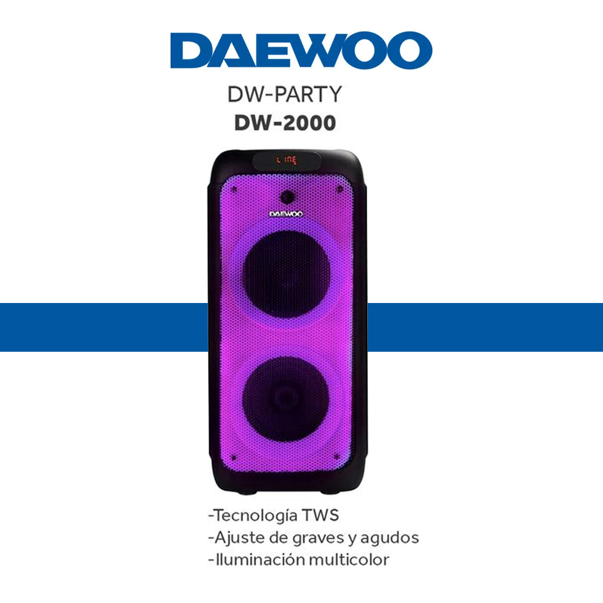 Bocina recargable bluetooth 2x8"" DW PARTY 2000