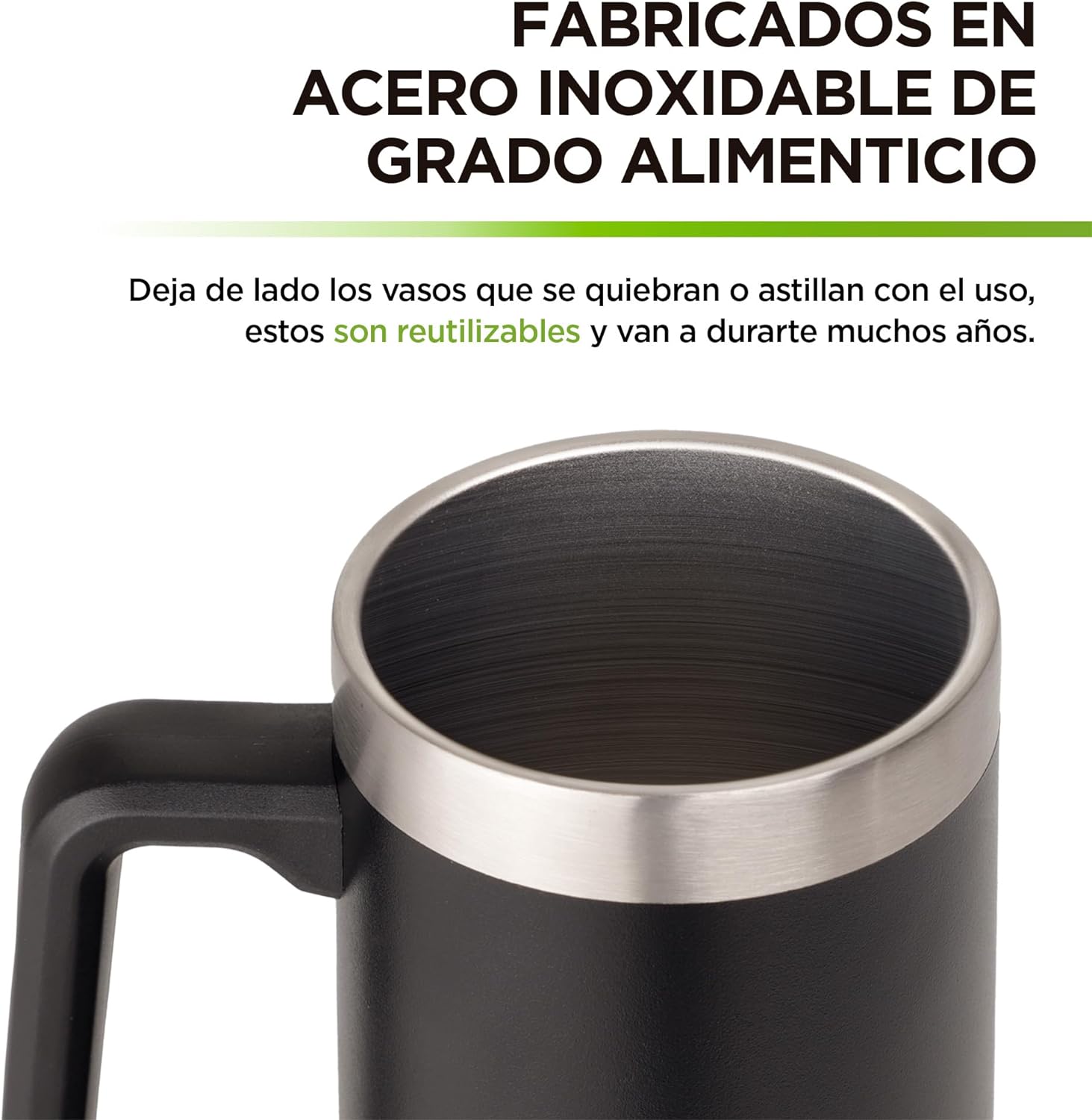 Tarro cervezero de Acero Inoxidable (710ml) de doble pared termica. Grabado Darth Vader Papa (Negro)