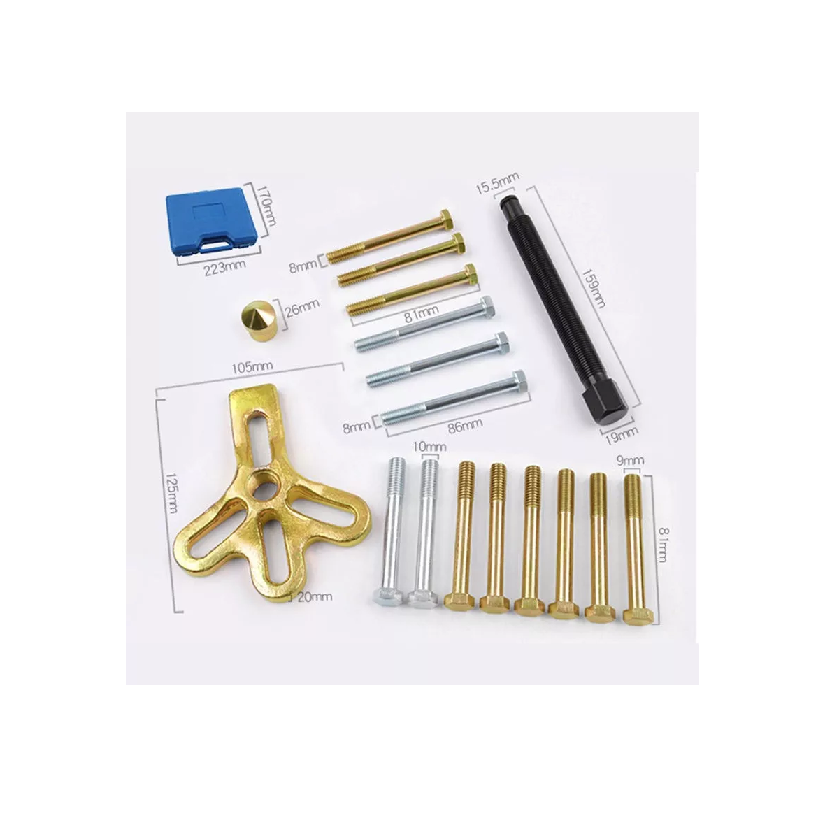 Extractor Pata Gallo De Volante Equilibrador Armónico 17 Pzs Dorado/azul