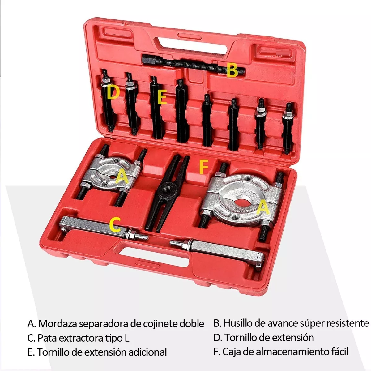 Extractores Y Separadores De Baleros Rodamientos P/auto 14pc Rojo/Plata