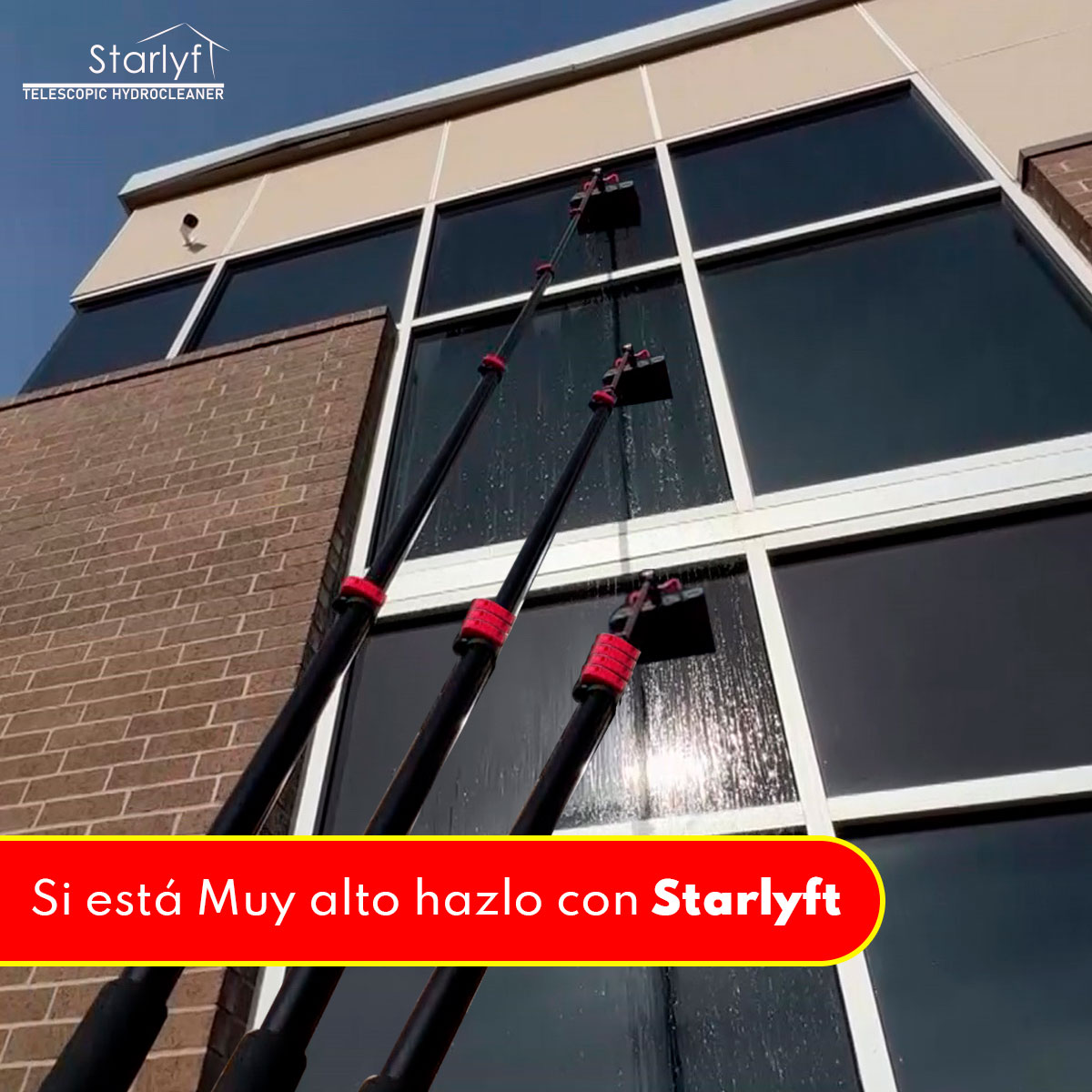 Cepillo Limpiador Telescopico STARLYFT TELESCOPIC HIDROCLEANER 7 M Beautifull Home con propulsión de agua  y Jabón, Extensible hasta 7 Metros y Ligero  