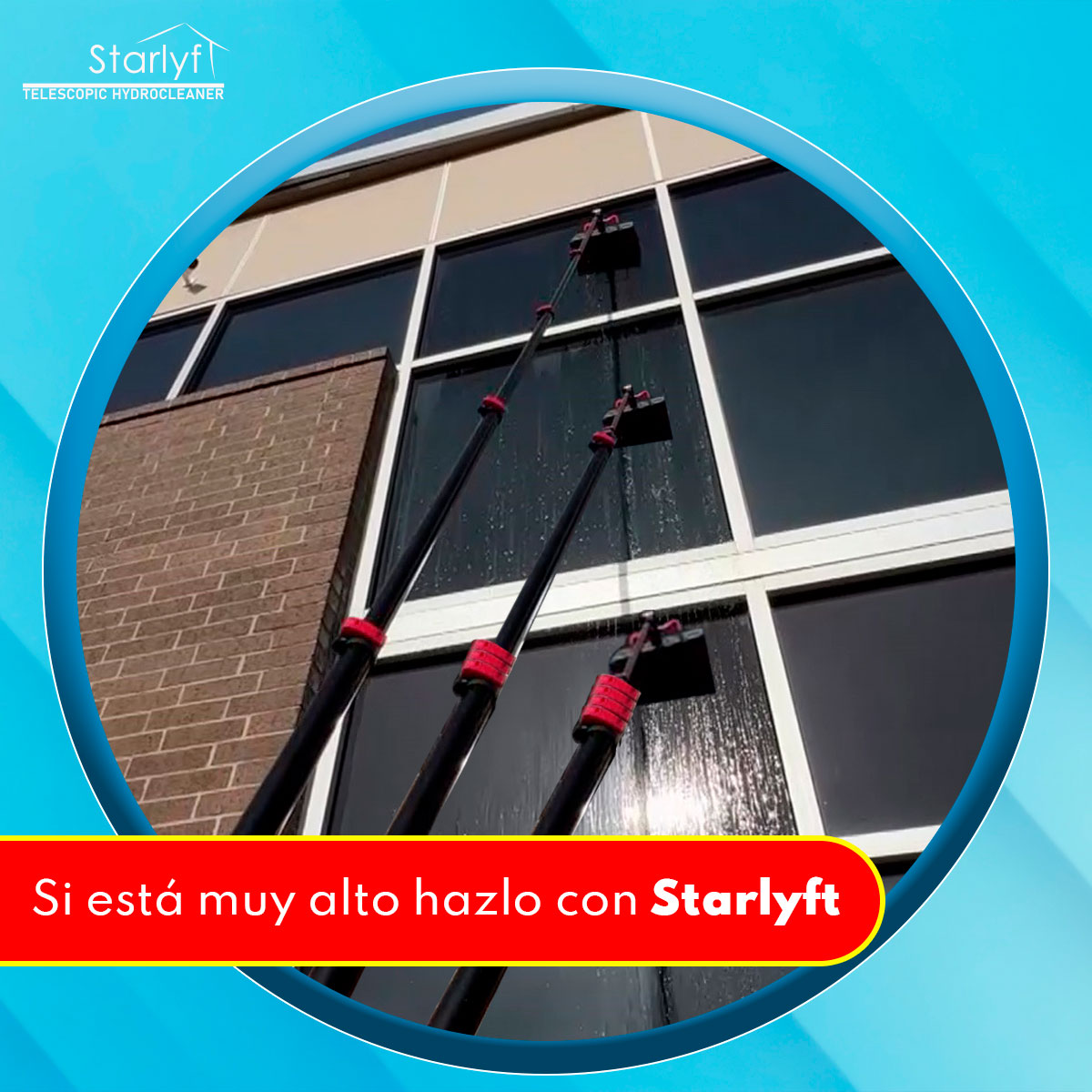 Cepillo Limpiador Telescopico STARLYFT TELESCOPIC HIDROCLEANER 7 M Beautifull Home con propulsión de agua  y Jabón, Extensible hasta 7 Metros y Ligero  