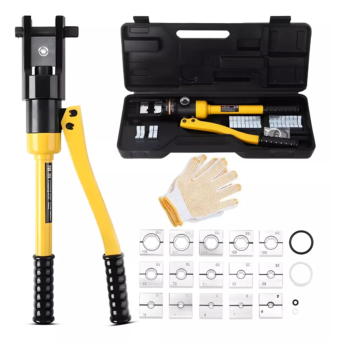 Pinza Ponchadora Hidraulica 16 Ton 30 Pzs Para Terminales Amarillo/negro