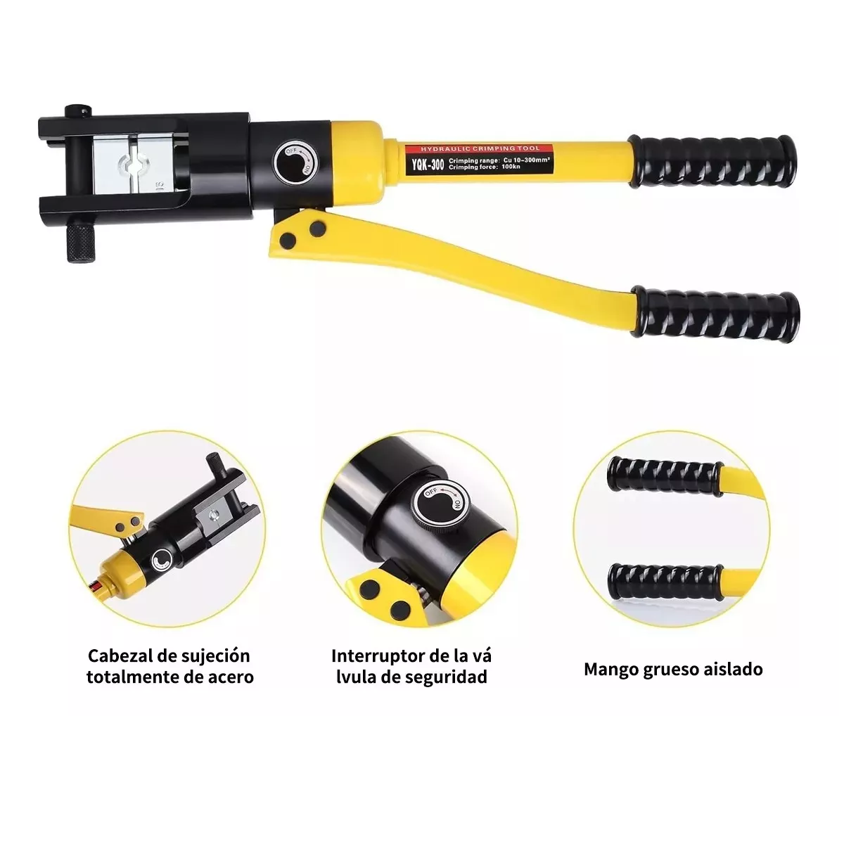 Pinza Ponchadora Hidraulica 16 Ton 30 Pzs Para Terminales Amarillo/negro