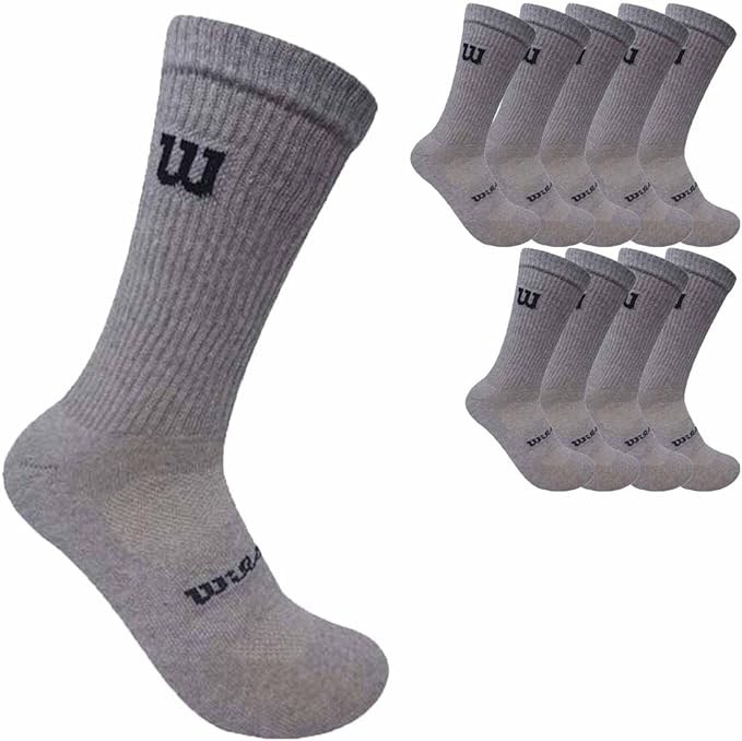 Wilson 10 Piezas Calceta para Hombre, Afelpada, Color Gris, Talla Única, 8788