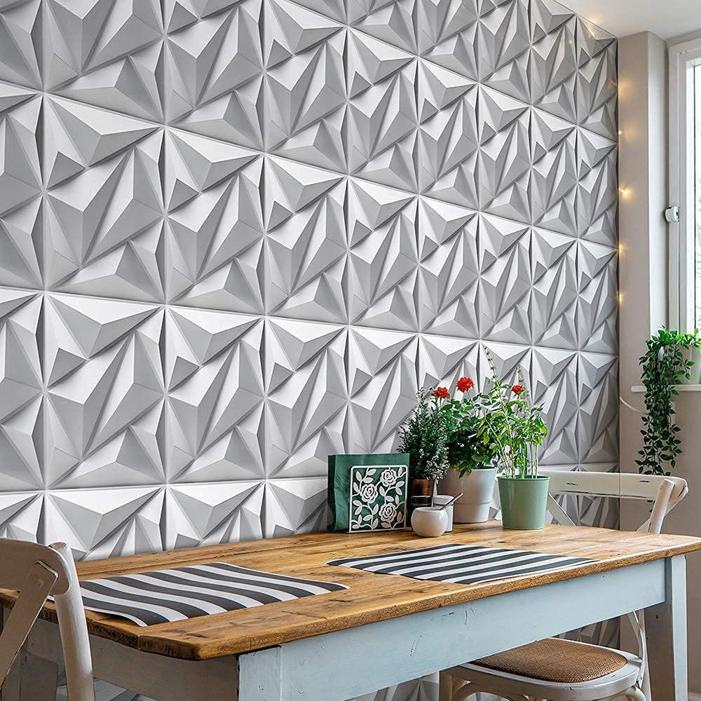  20 Pz Panel Decorativo 3d Para Pared Diagonal 50x50cm 5m2 Cubiertos, Panel De Pared 3d Impermeable, Con Cinta De Doble Cara.