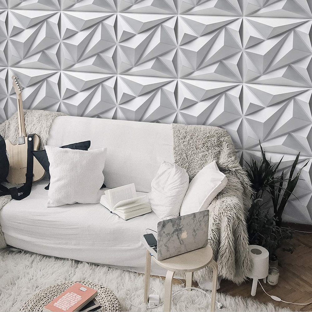  20 Pz Panel Decorativo 3d Para Pared Diagonal 50x50cm 5m2 Cubiertos, Panel De Pared 3d Impermeable, Con Cinta De Doble Cara.