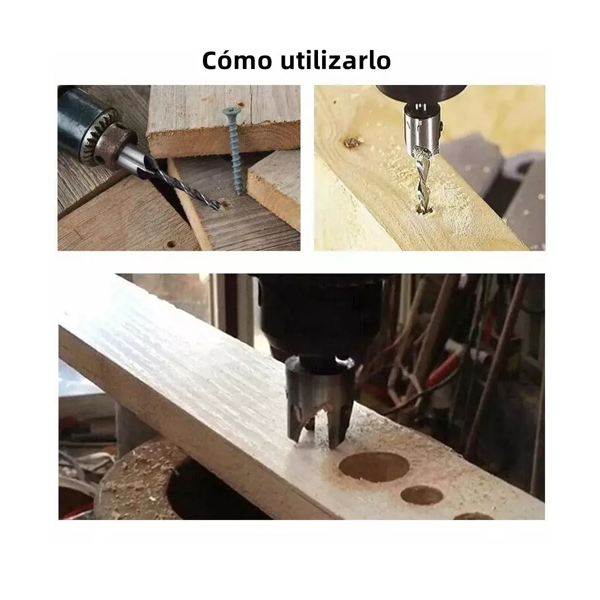 Brocas Avellanadora Escalonada Circular Sacabocado Madera 26 pzs Dorado/Plata