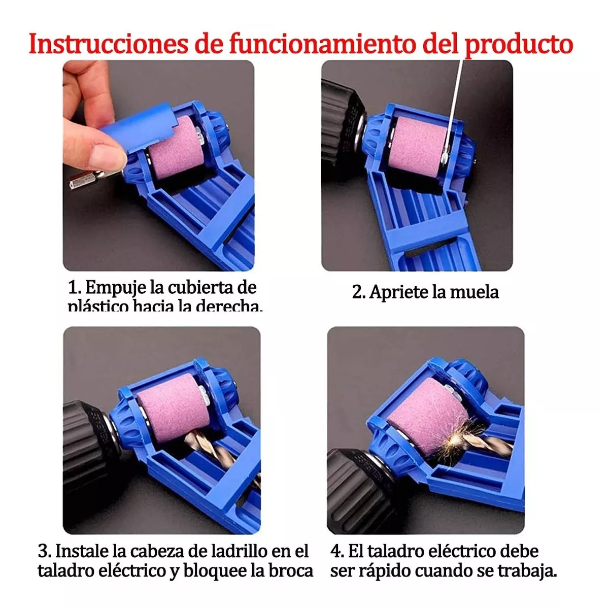 Afilador Broca Portatil Taladro Repara Saca Punta Filo Lija Azul