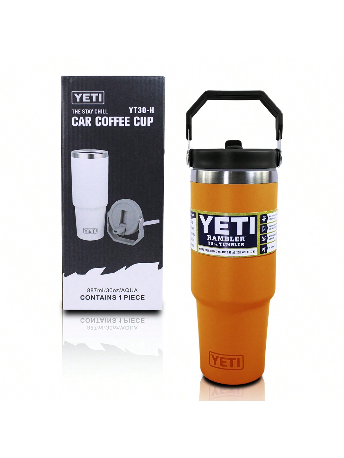 Vaso Termico Yeti Naranja Capacidad De 30oz Contapa Agaradera