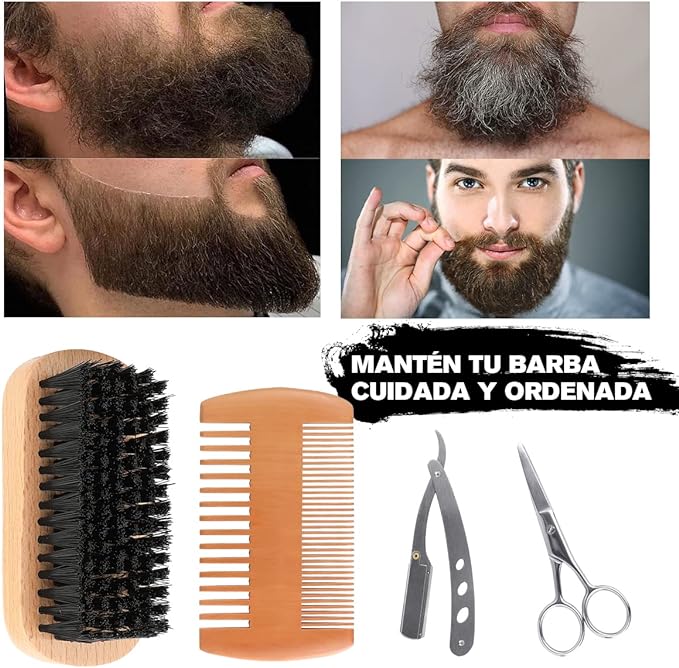 Kit Barba Cuidado, Kit de Cuidado de Barba 12 en 1 para Hombres, Juego de Regalo para Crecer y Afeitar Barba, Regalos para Hombres para Papá, Novio, Esposo.