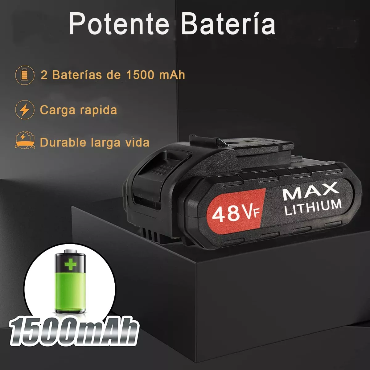 Taladro Atornillador Inalámbrico Con 2 Batería De Litio Negro//Rojo
