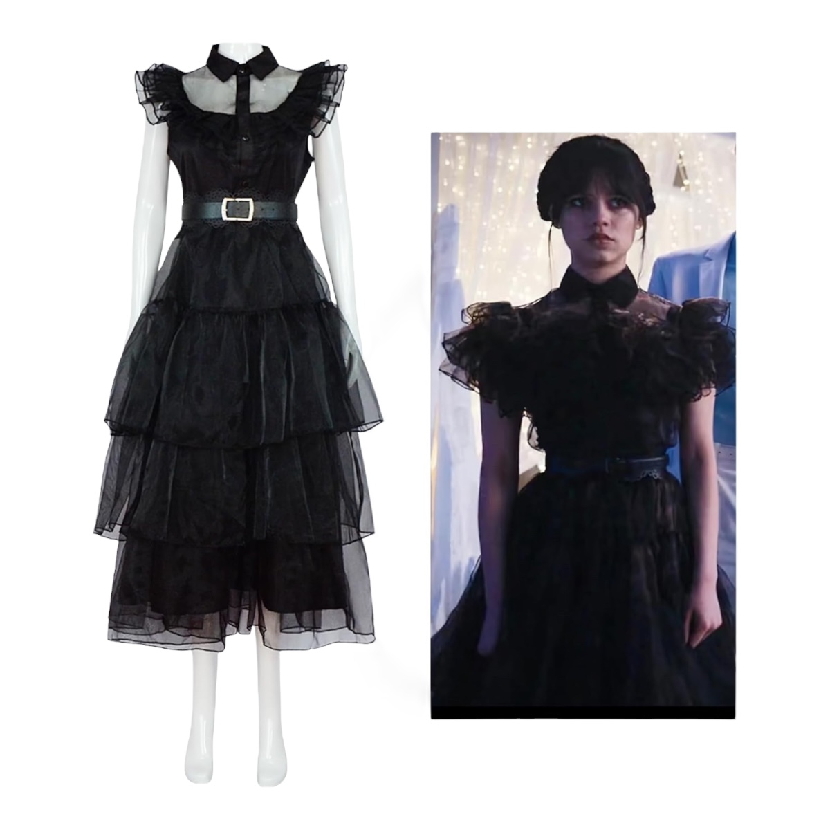 Disfraz De Wednesday Addams Para Niñas Fiestas Cosplay Merlina.