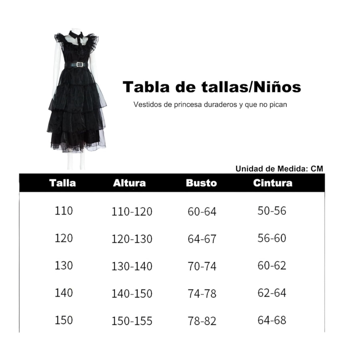 Disfraz De Wednesday Addams Para Niñas Fiestas Cosplay Merlina.