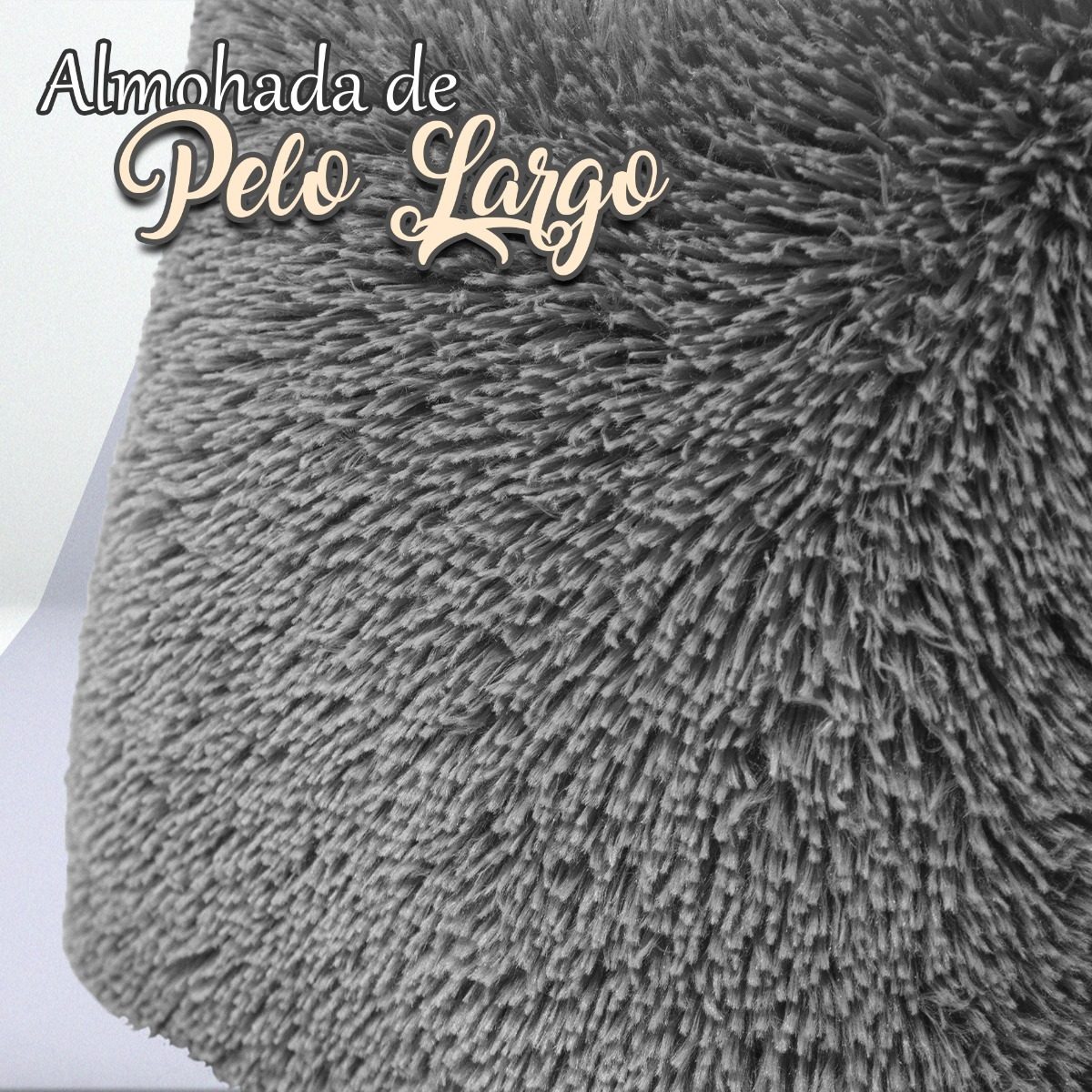 Almohada Cojín Decorativo De Pelo Largo Suave Set 2 Piezas Color Gris
