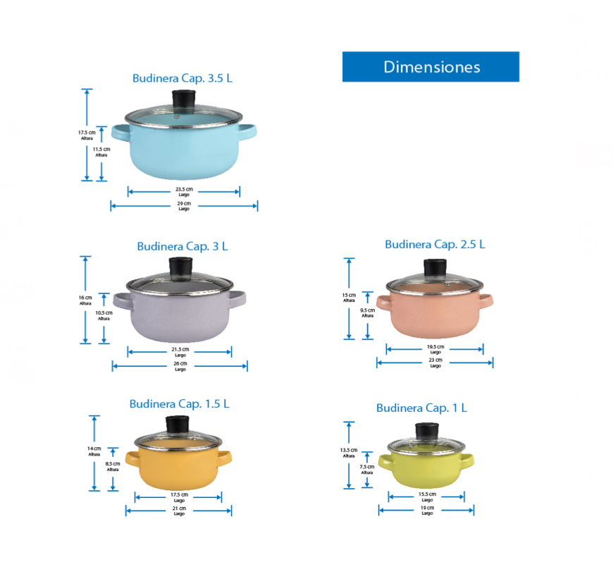 Juego De 5 Ollas Budineras Altas Cinsa Multicolor Con Tapa.