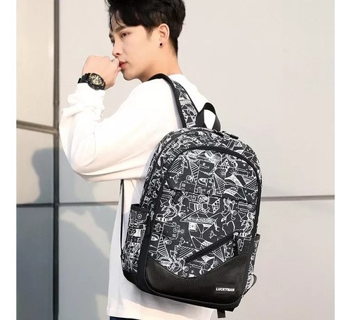 Mochila Estudiantil De Gran Capacidad De 30 L Para Hombre Negro.