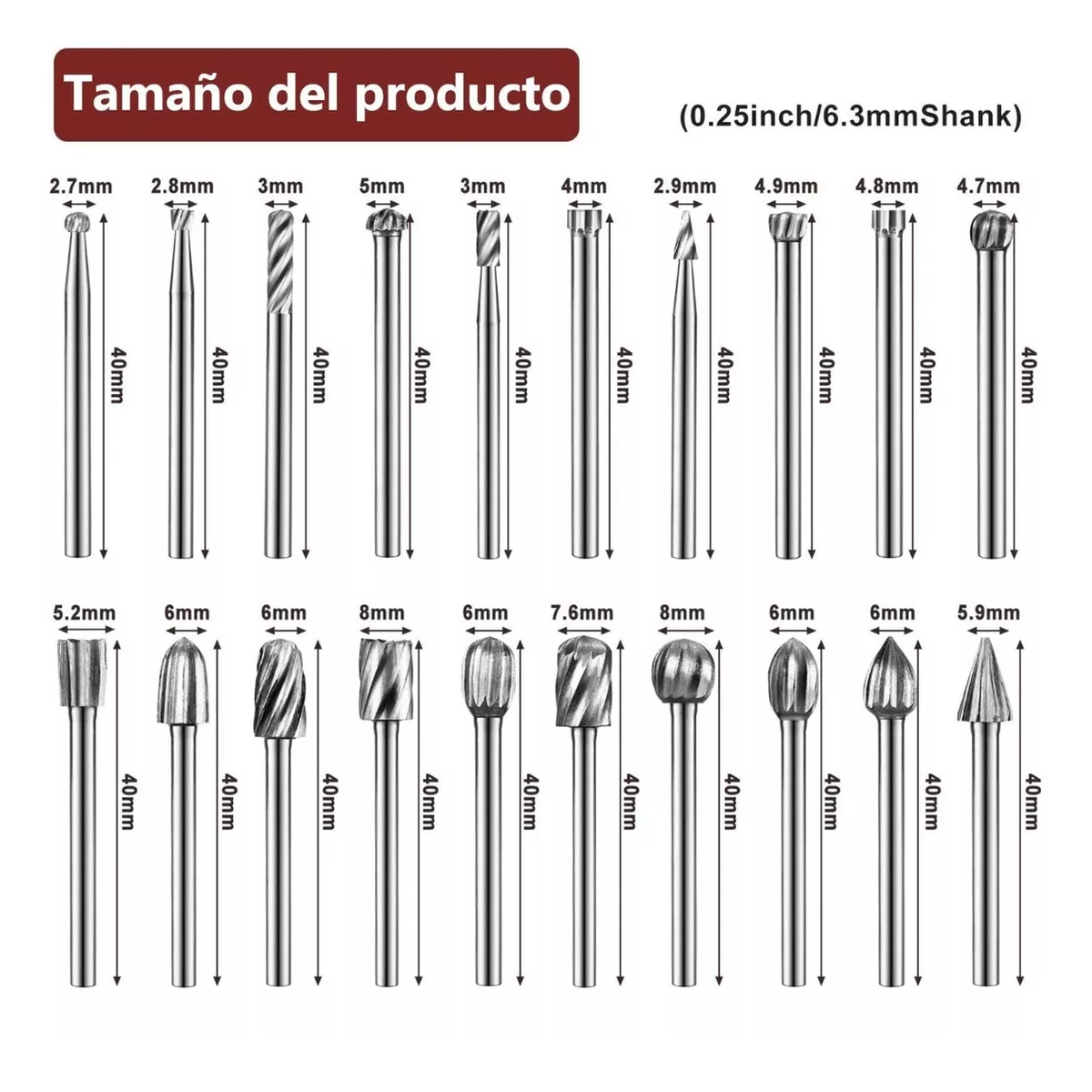 Kit Fresas Para Madera Carburo Para Dremel Mototool 20 Pzs Plata 