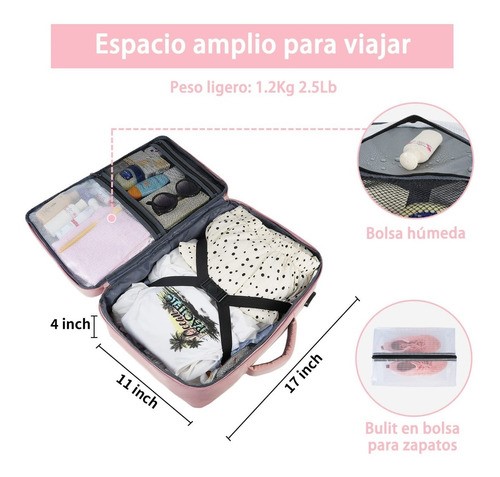 Mochila De Viaje Para Mujer, Aprobado Por Avión 10kg, rosa