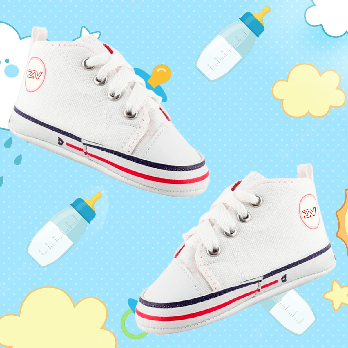 Tenis Niño Bebé Urbano Moda Cómodos Ligeros Blancos Hunter-b.